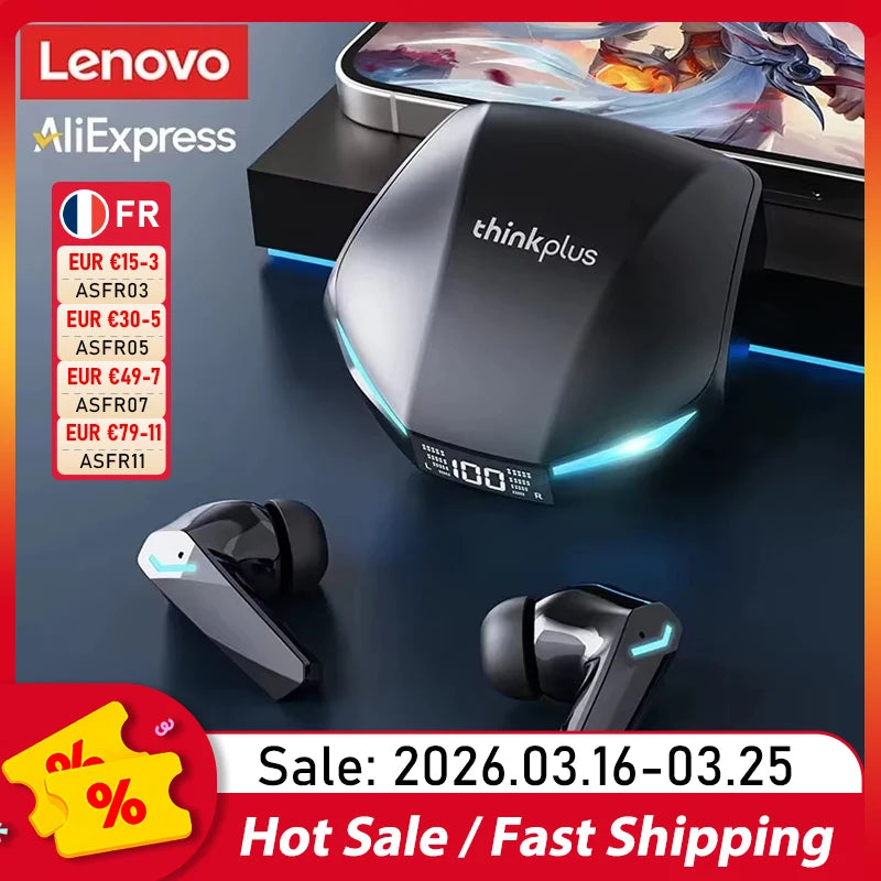 New Lenovo XT53 Wireless Upgrade Bluetooth 5.4 Earphones LED Digital Display Waterproof Headphones Low Latency Gaming Earbuds